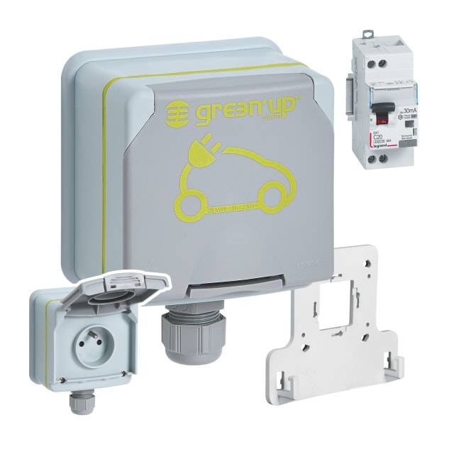 LEGRAND - Prise EV avec disjoncteur diff Plexo - Mode 2 - 30mA - 16A - 090476BE