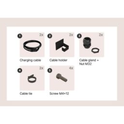 Smappee - EV Dual Base 2x3-phase 32A Type 2 open-ended charging cable 5m with cable holder - EVD-FLOOR-2C5